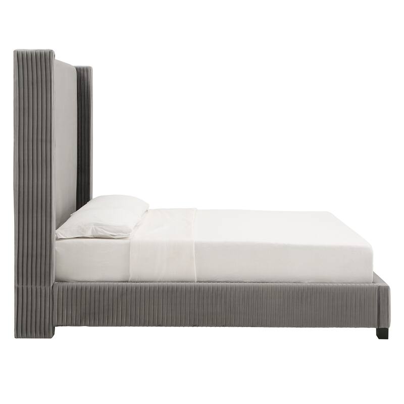 Judith Pleated Velvet Upholstered Wingback Bed by iNSPIRE Q Modern