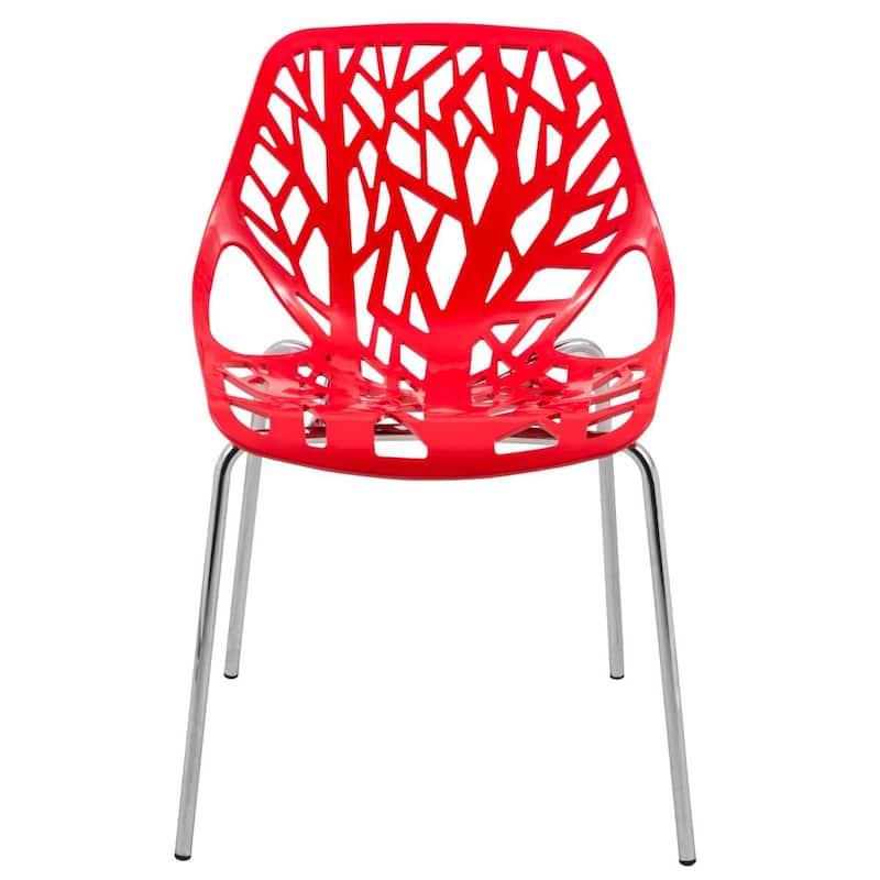 Asbury Stackable Dining Chair with Chrome Legs Side Chair with Modern Cut-Out Design Backrest