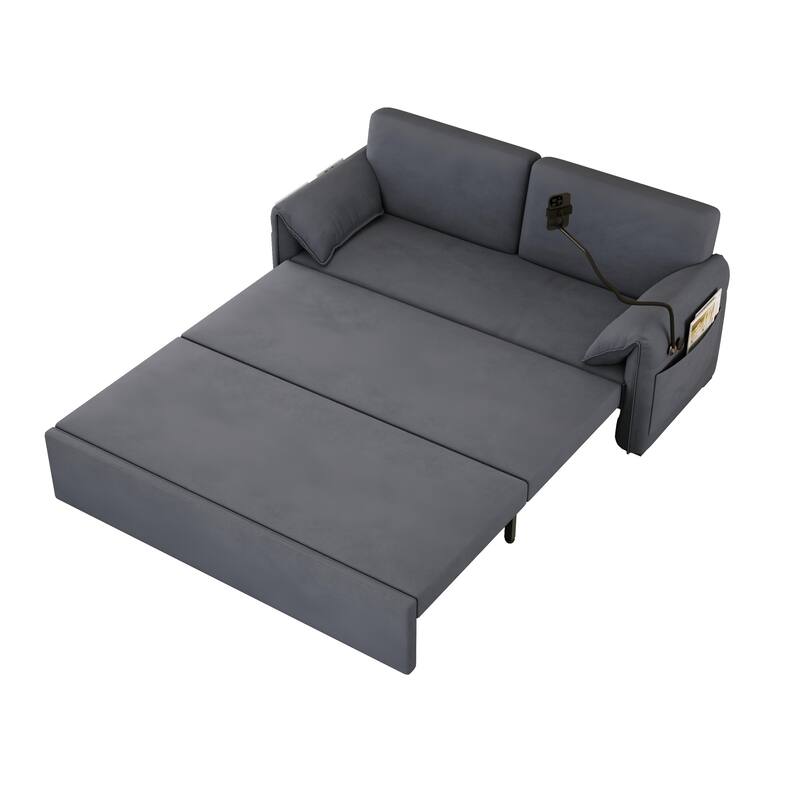 Convertible 63-inch Velvet Sofa Bed with Three Adjustable Modes - Comfortable Sofa, Lounge, and Double Bed for Home or Office