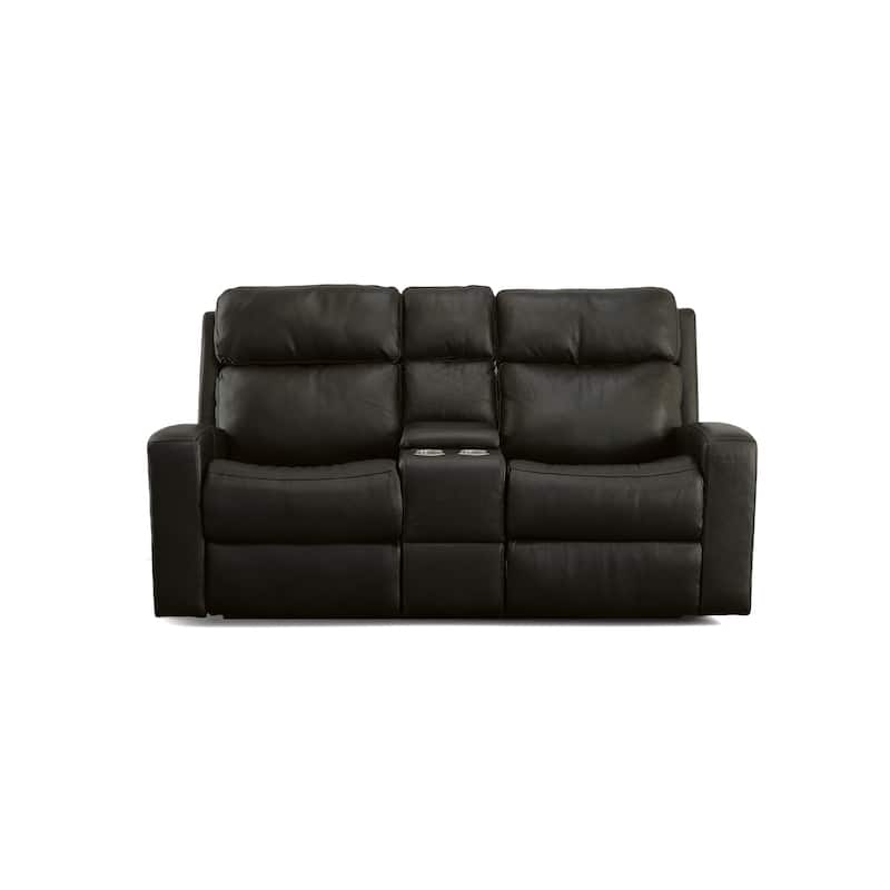 Cody Shadow Power Reclining Loveseat with Console & Power Headrests by Flexsteel - 75" x 41" x 40"