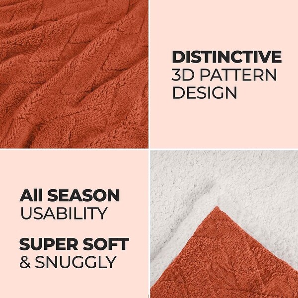 Superior Nuuk Jacquard Lattice Fluffy Sherpa Fleece Blanket - On