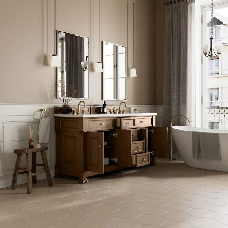 Brookfield 72" Double Vanity, Pecan