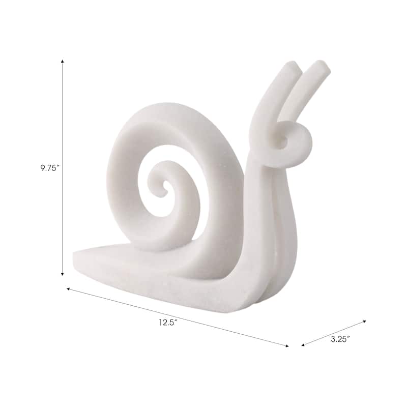 Resin Sculpture Modern Ninove Spiral Snail Figurine - 10" White - 12.5" x 3.25" x 9.75"