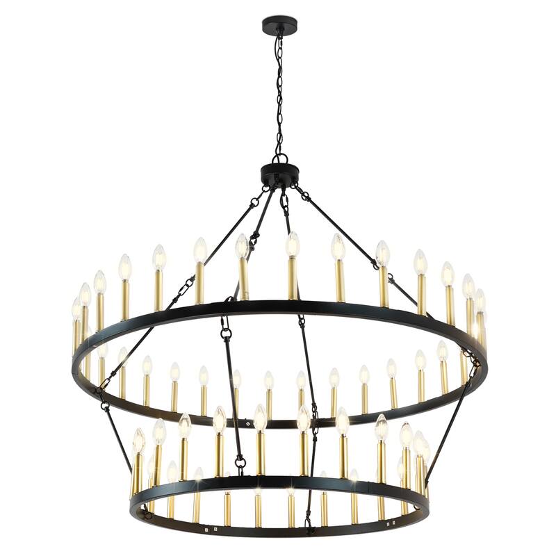 2-Tier Wagon Wheel Chandelier Large Chandeliers For High Ceilings - 56-Light