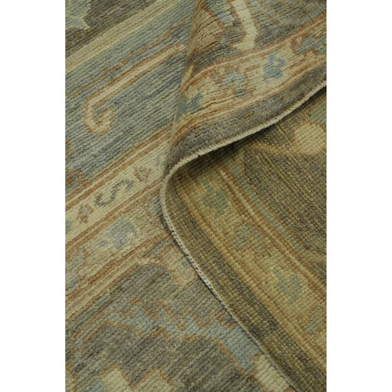 Vegetable Dye Wool Oushak Turkish Large Rug, Floral Geometric Carpet - 14' 3'' X 10' 0''