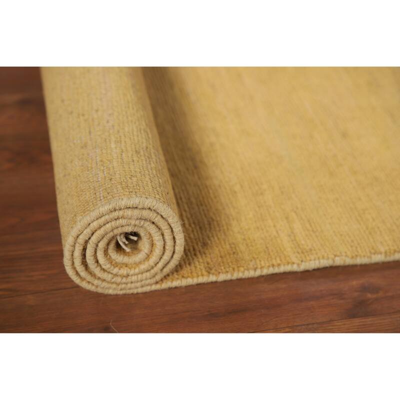 Yellow Modern Gabbeh Runner Rug Hand-Knotted Wool Carpet - 2'7"x 9'6"