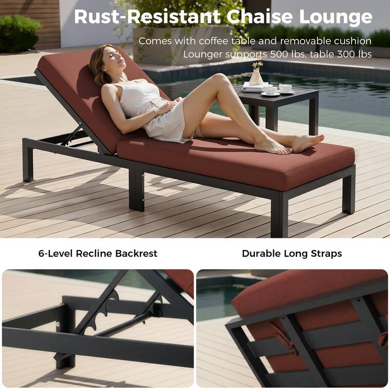 11-Piece Luxury Aluminum Outdoor Furniture Set with Chaise Lounge & Fire Pit Table, 29" Deep Seating Aluminum Patio Sectional