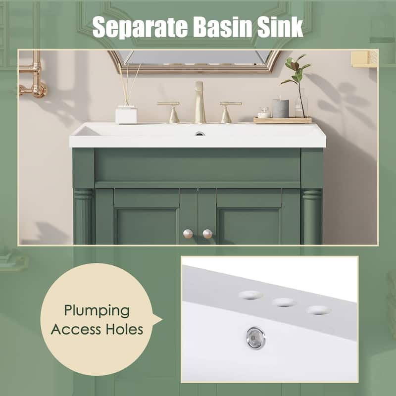 24'' Freestanding Bathroom Vanity Set with Shelf - 24" x 34" in.