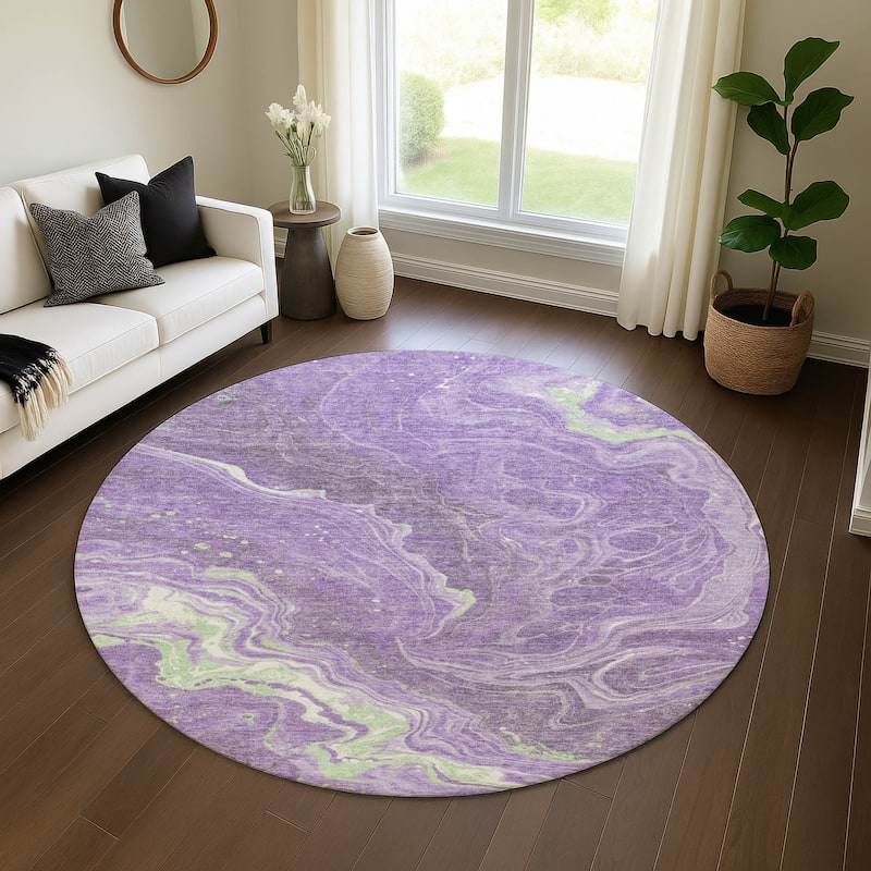 Premium Washable Super Soft Abstract Mayfield Rug - Purple - 8' x 8'