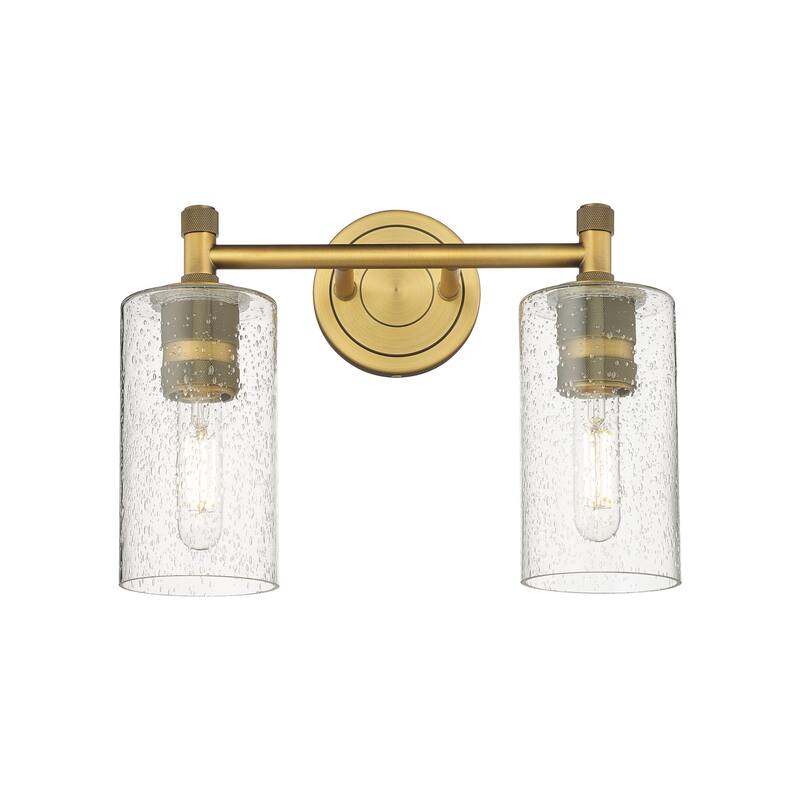 Innovations Lighting 434-2W-11-14 Crown Point Vanity Crown Point 2 - Brushed Brass / Seedy