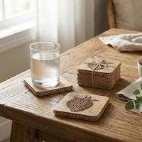 Set Of 4 Beaded Square Strawberry Etched Coasters - Overstock - 44038931