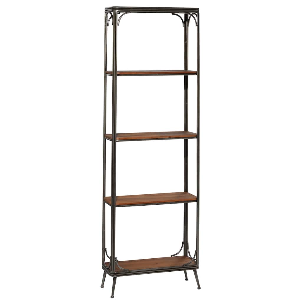 Wood 5 Shelf Shelving Unit - Brown - Roche River Decor