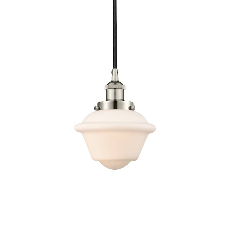 Innovations Lighting 616-1PH-10-8 Oxford Pendant Oxford 8" Wide Mini - Polished Nickel / Matte White