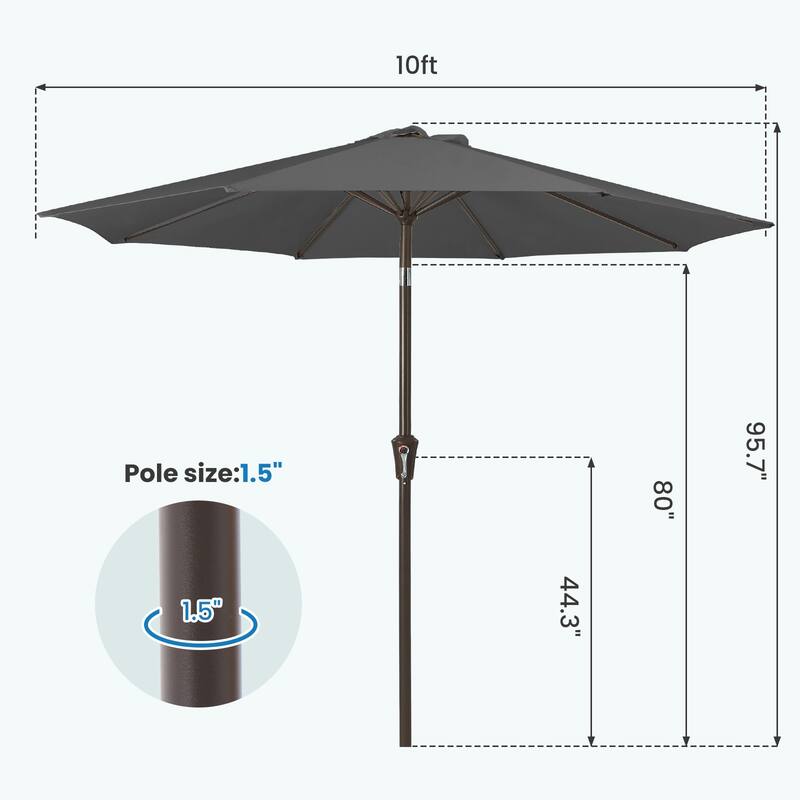 10ft Patio Market Umbrella with Crank & Tilt,UV-Risistant