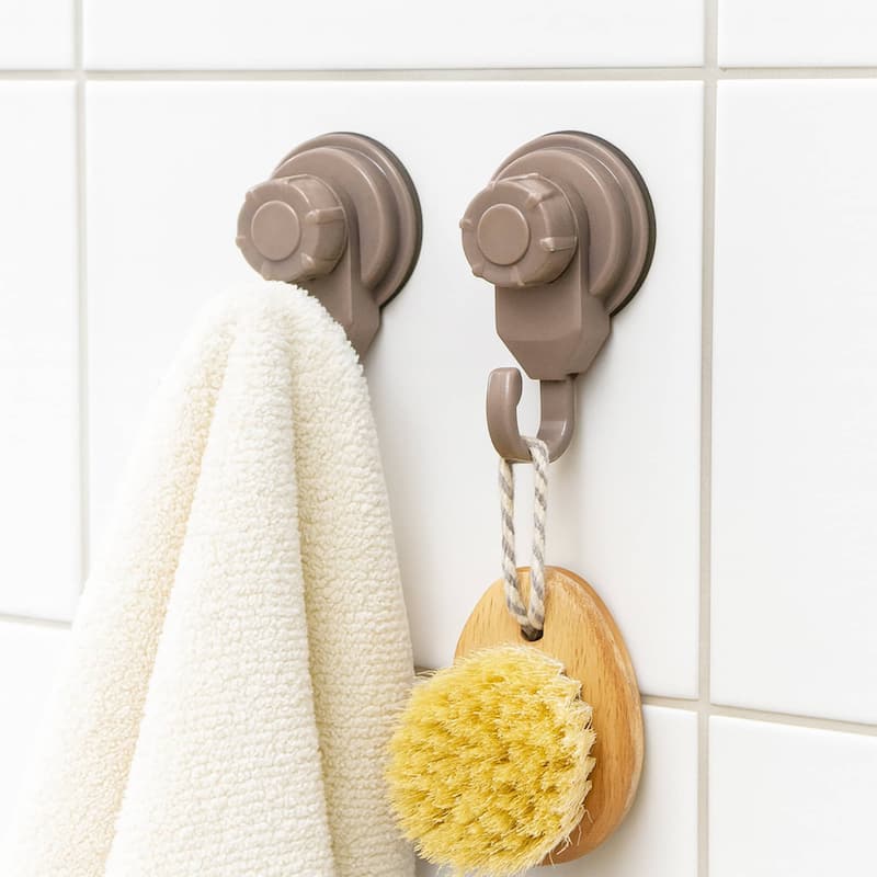 Suction Cup Hooks Shower-Kitchen Walls Organizer Loofah Set of 2