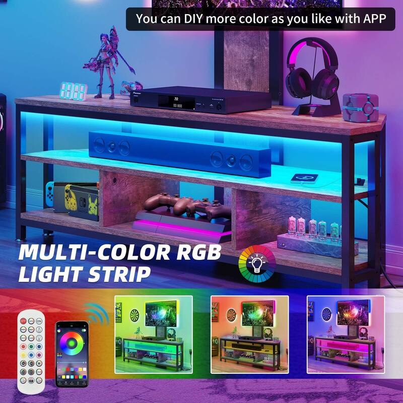 Moasis Adjustable Height TV Stand with Mount and Power Outlet for Living Room