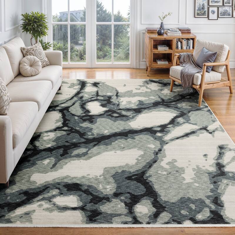 Style Haven Estella Abstract Elements Blue/ Ivory Area Rug