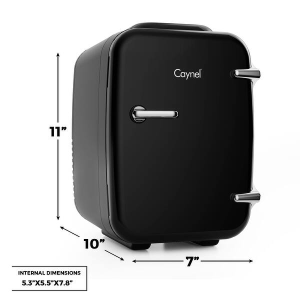 dimension image slide 3 of 7, Caynel 4-Liter Portable Mini Fridge for Home, Office and Car, AC/DC Thermoelectric System