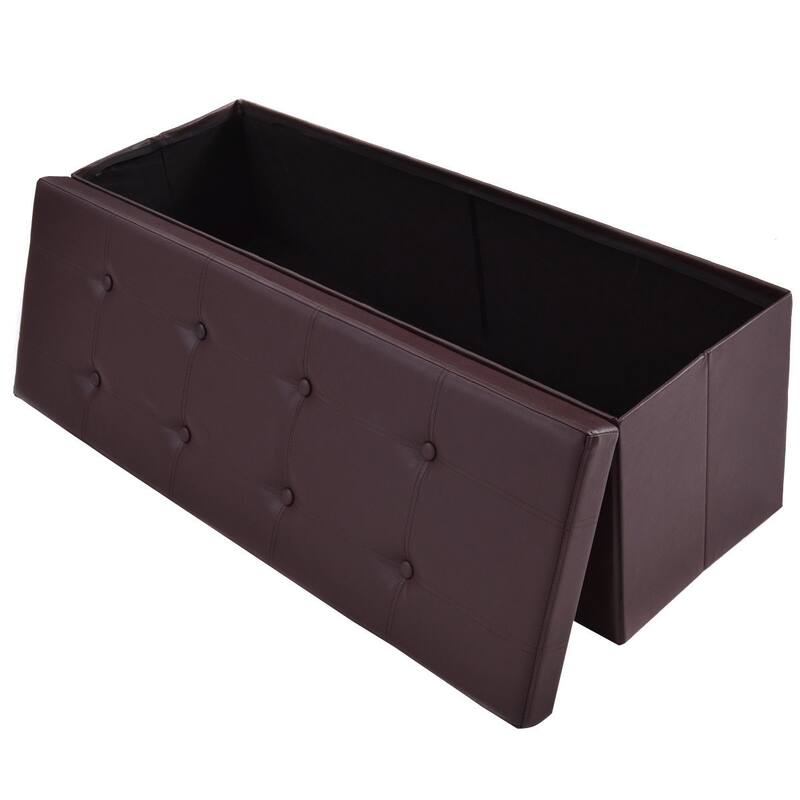 Costway 45''x15''x15'' Large Folding Storage Faux Leather Ottoman