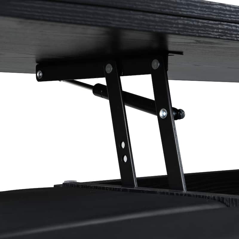 Lift-Top Coffee Table with Hidden Storage, 3-in-1 Folding Center Table, Coffee Table with 4 Stools & Lockable Wheels