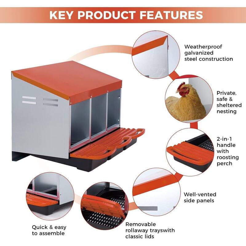 3 Holes Egg-Laying Boxes Nesting Boxes for Chickens Coops
