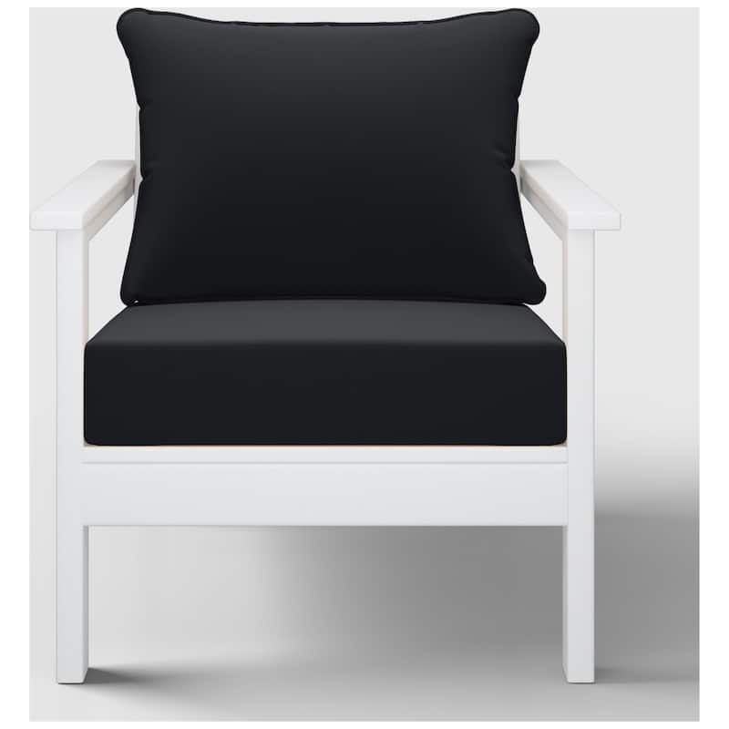 Birchwood All Weather HDPE Outdoor Patio Deep Seating White Club Chair With Cushions (1-Piece)