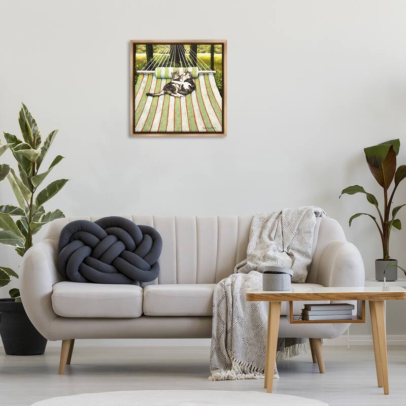 Stupell Playful Kittens on Hammock Framed Floater Canvas Wall Art Design By Sueellen Ross