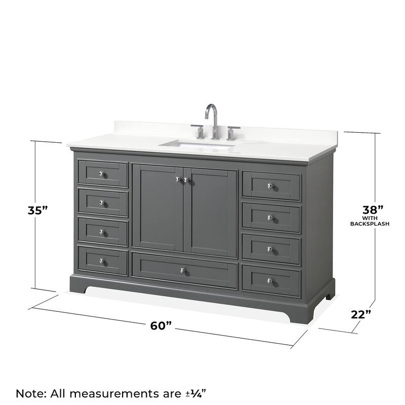 Wyndham Collection WCS202060S-QTZ-US3MXX Deborah 60" Free Standing