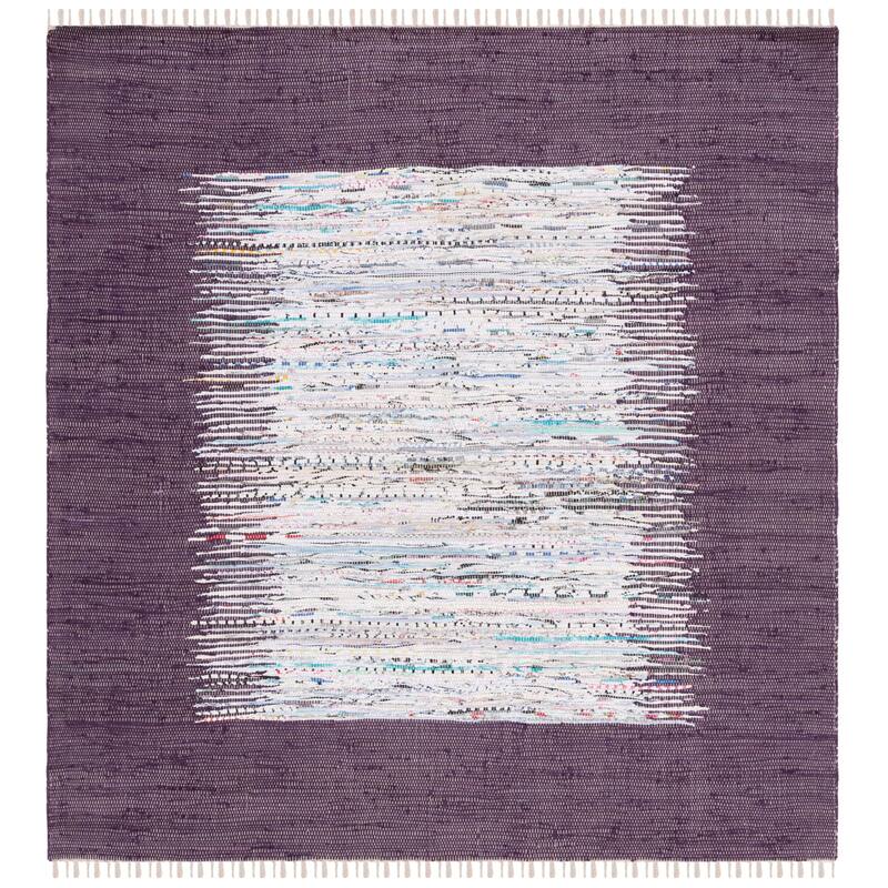 SAFAVIEH Handmade Flatweave Montauk Sidney Cotton Rug - 4' Square - Ivory/Purple