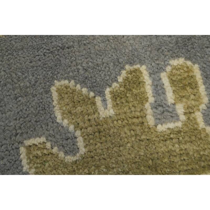 All-Over Gray Floral Oushak Indian Area Rug 9x12 - 12' 1'' X 8' 8''