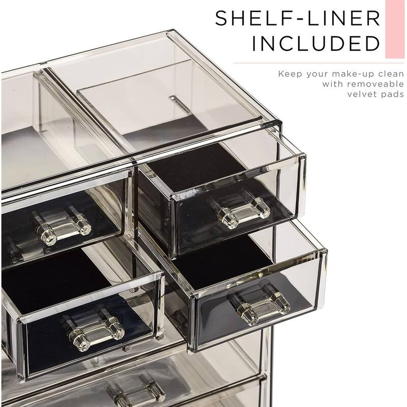 Clear Cosmetic Makeup Organizer - Make Up & Jewelry Storage - 6.25"D x 9.5"W x 14.25"H