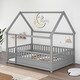 preview thumbnail 14 of 20, Kids and Baby Full Size Floor House Bed with Fence Guardrails
