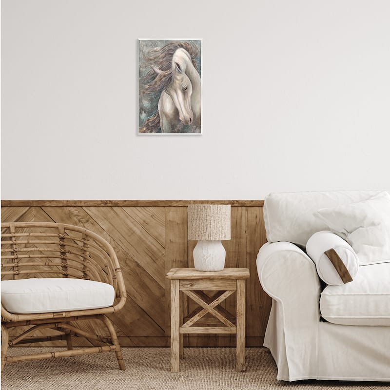 Stupell Rearing Horse with Waving Mane Wall Plaque Art Design By Jody Bergsma