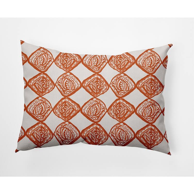 Cowry Check Outdoor Pillow - Dark Orange - 14" x 20"