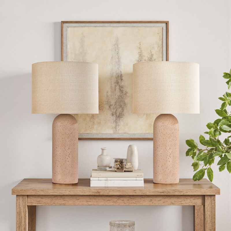 2-Pack 26"H Ceramic Accent Table Lamp with Linen Shade