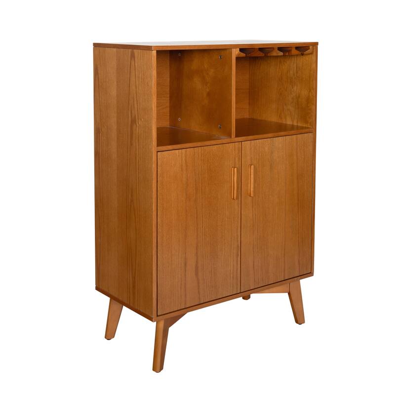 Farmhouse Wine Buffet Cabinet with Glass Holder, Wine Rack, Adjustable Shelf, and Hidden Storage