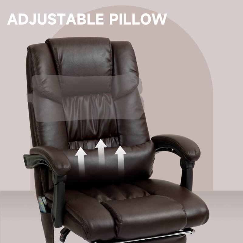 Vinsetto Office Desk Chair Recliner, Height Adjustable Movable Lumbar Support with 6-Point Vibrating Massage