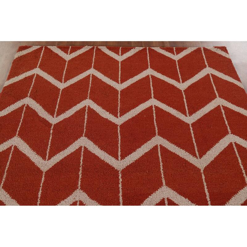 Hand Knotted Oriental 100% Wool Carpet Modern All-Over Red Gabbeh Area Rug - 7' 10'' X 5' 2''