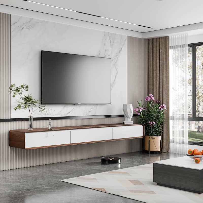 Modland 78" Modern Floating TV Stand Wall Mounted Media Control Center for Living Room - 78