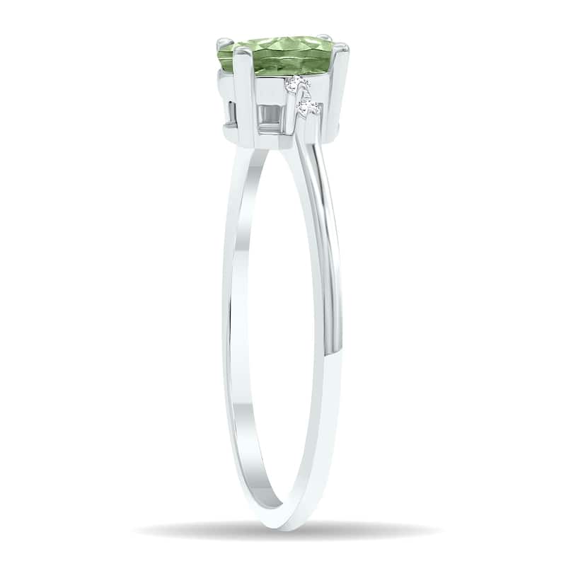 Women's Green Amethyst and Diamond Sparkle Ring in 10K White Gold