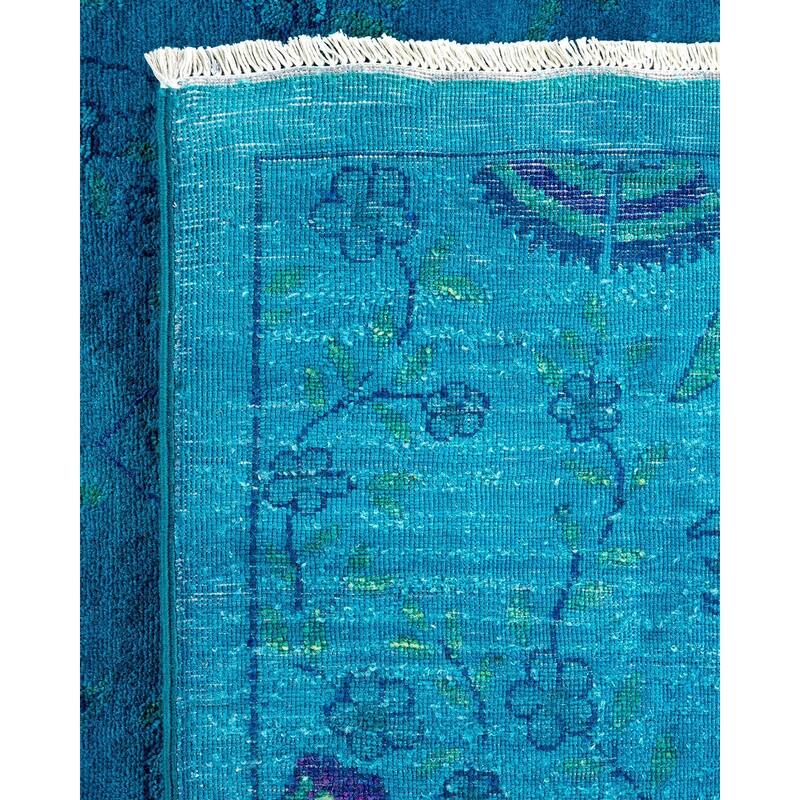 Vibrance, One-of-a-Kind Hand-Knotted Area Rug - Blue, 6' 0" x 9' 3" - 6' 0" x 9' 3"