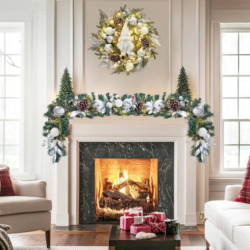 6ft Pre-Lit Artificial Christmas Garland for Home Decor - N/A