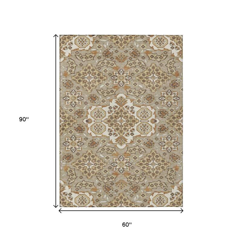 HomeRoots Medallion Traditional Rectangle Outdoor Rug
