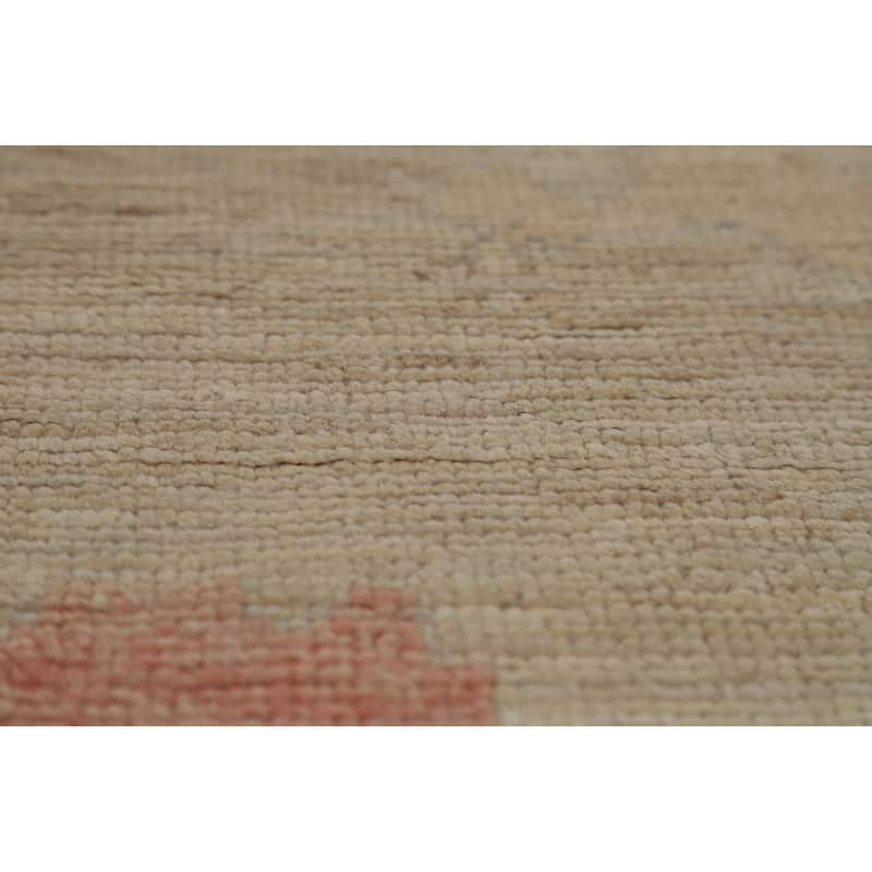 Hand Knotted Oriental 100% Wool Carpet Transitional All-Over Beige & Ivories Oushak Area Rug - 12' 0'' X 9' 0''