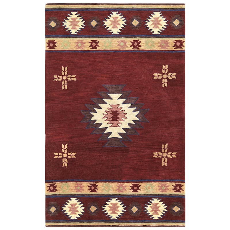 Alora Decor Ryder Southwestern Hand-tufted Wool Rug - 12' x 15' - Burgundy