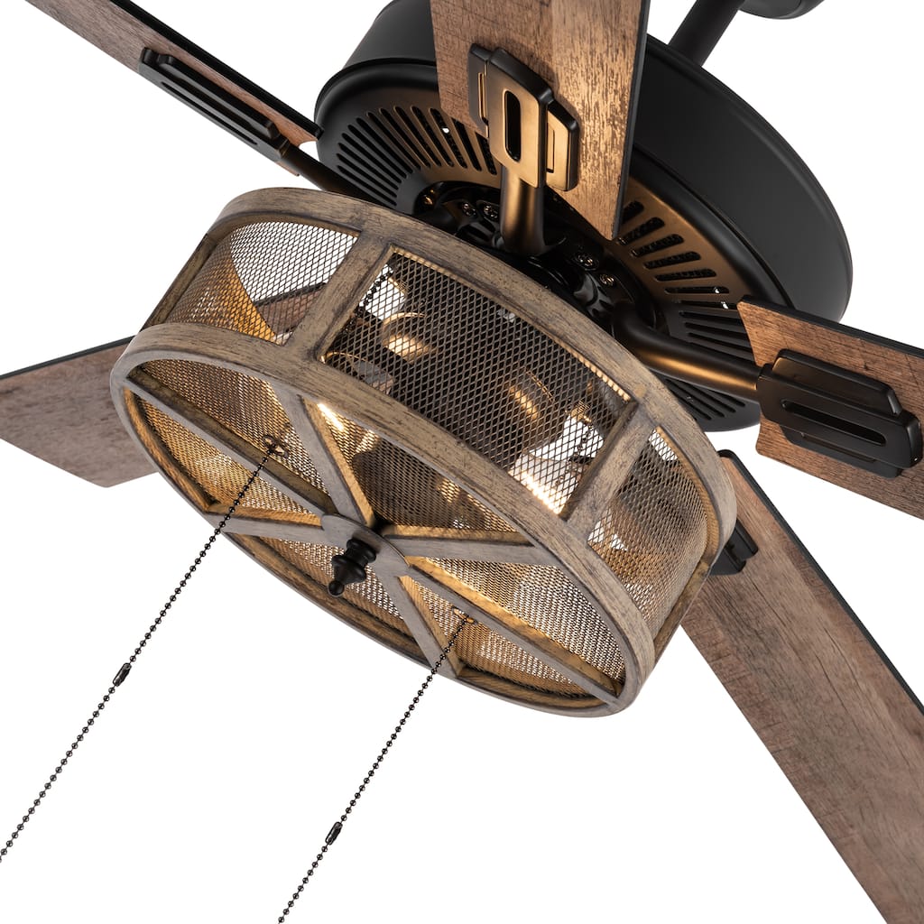 52" Carbon Loft Brushed Metal Farmhouse LED Ceiling Fan