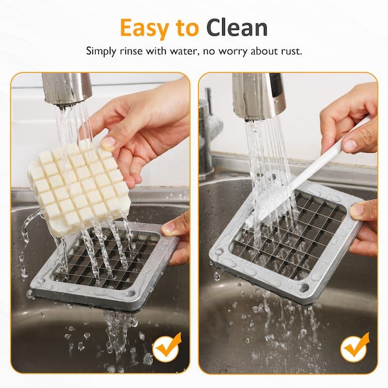 French Fry Cutter with 1/2 Inch and 3/8 Inch Blades, Stainless Steel