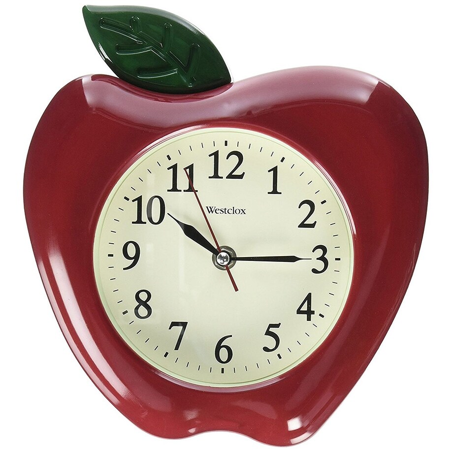 Shop Westclox 3d Apple Shaped Wall Clock Red 10 Inches Red