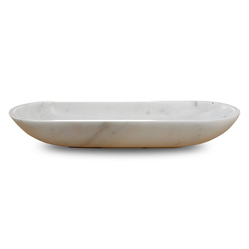 Artissance Nature White Marble Oval Bowl, 27 Inch Width