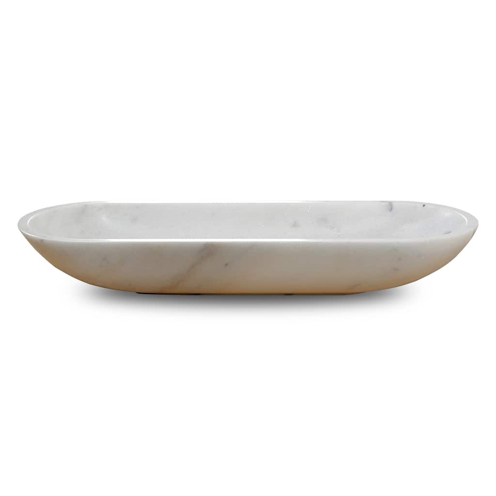 Artissance Nature White Marble Oval Bowl, 27 Inch Width